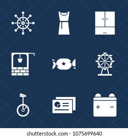 Premium set with fill icons. Such as travel, ship, rudder, wardrobe, antique, clothing, sea, female, marine, stone, elegance, london, wooden, old, carousel, water, sweet, bike, clothes, fashion, chart