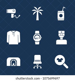 Premium set with fill icons. Such as clothes, beverage, gadget, , style, armchair, female, clothing, comfortable, furniture, fire, hairdryer, drink, doctor, fresh, beauty, cold, ice, liquid, hair