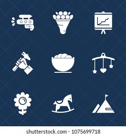 Premium set with fill icons. Such as beautiful, play, baby, water, empty, white, chart, spring, newborn, construction, summer, helmet, gun, toy, decoration, dish, annual, cute, wet, bowl, builder, bed