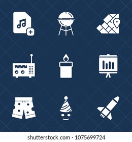 Premium set with fill icons. Such as flame, template, travel, launch, birthday, file, party, grilling, white, bbq, grill, wax, continent, business, report, document, wear, barbecue, annual, technology