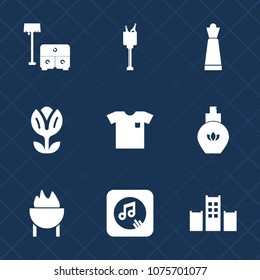 Premium set with fill icons. Such as meat, home, champagne, grill, strategy, game, shirt, white, king, alcohol, furniture, note, flower, chair, food, bottle, perfume, music, new, blossom, barbecue