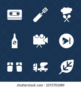 Premium set with fill icons. Such as old, flip, projector, play, cooking, pan, record, video, food, bottle, cassette, cement, restaurant, pot, leaf, top, beverage, sound, water, vintage, beach, audio