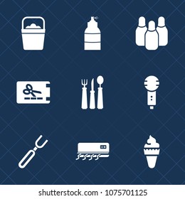 Premium set with fill icons. Such as graphic, spray, competition, air, sweet, song, conditioning, paint, plastic, cone, label, knife, ice, cream, water, template, paper, dinner, discount, food, bucket