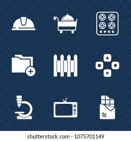 Premium set with fill icons. Such as sign, dessert, stove, construction, fence, equipment, food, service, restaurant, fun, oven, kitchen, document, tv, wall, hat, play, business, protection, game, bar