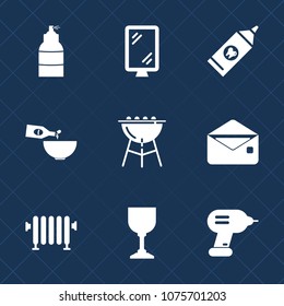 Premium set with fill icons. Such as communication, home, glass, tooth, traffic, sign, cooking, envelope, boiler, alcohol, street, element, hygiene, paste, barbecue, water, clean, wine, heater, grill