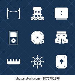 Premium set with fill icons. Such as cabinet, fence, travel, drawer, comb, poker, album, office, boat, brush, play, helm, fashion, furniture, white, sound, game, note, wear, graphic, nautical, web