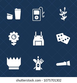 Premium set with fill icons. Such as sugar, morning, agriculture, glass, apron, dice, cup, brown, wine, music, cafe, queen, drink, red, king, coffee, grain, torch, cook, casino, gambling, night, audio