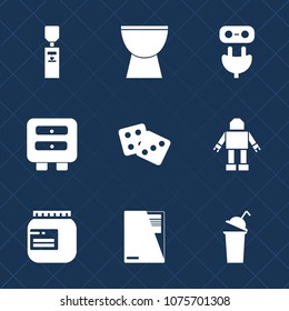 Premium set with fill icons. Such as dice, beverage, technology, music, adapter, gambling, water, jar, file, jam, liquid, cabinet, furniture, concert, sound, power, paper, drawer, instrument, socket