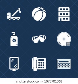 Premium set with fill icons. Such as architecture, city, vehicle, car, flying, kick, banner, ball, drink, business, accident, transport, child, bar, transportation, pub, tow, soap, cd, auto, soccer