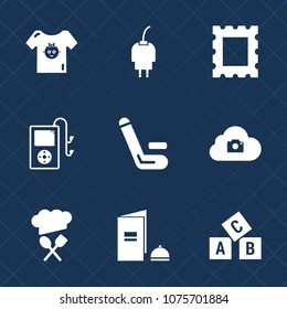 Premium set with fill icons. Such as fashion, mobile, energy, cricket, baby, clothing, player, boy, clothes, education, chief, book, power, blank, match, vintage, electric, abc, kid, child, paper, web
