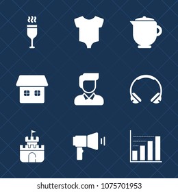 Premium set with fill icons. Such as music, alcohol, data, sound, audio, cup, male, hot, man, wine, red, communication, background, home, business, boy, white, toy, child, tea, sand, drink, baby, kid