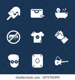 Premium set with fill icons. Such as people, human, kid, food, retro, poker, vanilla, no, bag, play, fashion, ice, concept, store, guitar, style, musical, baby, strawberry, music, summer, graphic,
