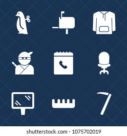 Premium set with fill icons. Such as brush, japanese, child, road, interior, samurai, correspondence, hammer, message, delivery, comfortable, mail, jacket, hair, box, post, armchair, mailbox, send