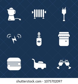 Premium set with fill icons. Such as garden, jam, heater, jar, hot, black, sandwich, glass, cup, beverage, ice, brush, water, makeup, teapot, electric, celebration, mascara, energy, champagne, red