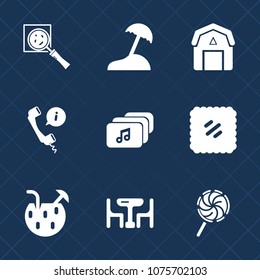 Premium set with fill icons. Such as old, family, letter, table, rural, headset, cocktail, island, magnifying, glass, wood, summer, juice, natural, search, post, file, zoom, magnification, postage