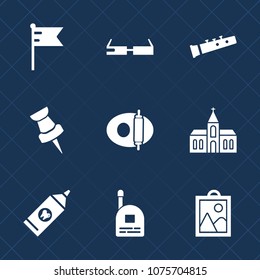 Premium set with fill icons. Such as architecture, young, food, image, nation, communication, modern, usa, building, technology, sound, banner, brush, trumpet, country, pipe, picture, internet, health
