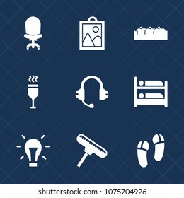 Premium set with fill icons. Such as electricity, brush, paint, photo, wine, furniture, organic, slipper, sign, home, drink, microphone, energy, speaker, roller, footwear, light, interior, fresh, web