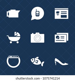 Premium set with fill icons. Such as coffee, kid, chart, communication, closeup, espresso, support, sea, fashion, bean, female, watch, graph, gadget, caffeine, camera, report, menu, pram, beverage