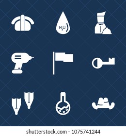 Premium set with fill icons. Such as drill, clean, industry, tool, work, fashion, fish, emblem, drop, restaurant, sign, sushi, drink, underwater, seafood, waiter, sea, key, technology, rice, salmon
