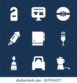 Premium set with fill icons. Such as festival, car, cake, red, celebration, teapot, doughnut, hotel, vehicle, page, sweet, money, door, sphere, alcohol, discount, tea, privacy, quiet, holiday, object