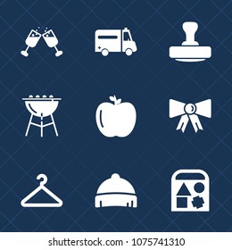 Premium set with fill icons. Such as wine, bear, medical, care, health, style, toy, stamp, fruit, suit, alcohol, hat, ball, play, bow, apple, cooking, glass, food, post, certificate, hospital, hanger