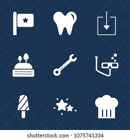 Premium set with fill icons. Such as dentistry, health, healthy, country, tooth, web, nature, mouth, downloading, mask, hammer, red, america, sky, night, star, chief, restaurant, sport, cake, tool
