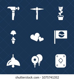 Premium set with fill icons. Such as dessert, work, building, tool, japan, cold, saw, game, white, room, collection, sweet, lamp, green, poker, construction, drill, valentine, equipment, plant, love
