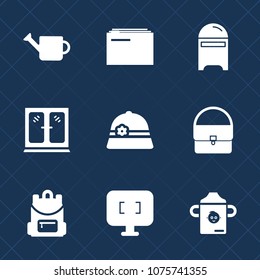 Premium set with fill icons. Such as interior, mailbox, hat, milk, paperwork, gardening, file, cabinet, email, bag, envelope, data, storage, box, delivery, garden, can, bottle, office, computer, post