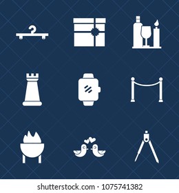 Premium set with fill icons. Such as barbecue, piece, package, present, alcohol, shop, dove, hanger, strategy, pigeon, instrument, screen, holiday, fashion, meat, animal, coat, gift, food, bird, game