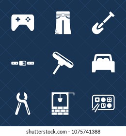 Premium set with fill icons. Such as joystick, screwdriver, technology, food, elegant, roller, brush, shovel, stone, old, young, fashion, paint, buckle, button, well, water, hammer, car, service, seat