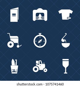 Premium set with fill icons. Such as field, farm, t-shirt, alcohol, soup, fire, north, business, handicap, fireplace, glass, shirt, room, book, warm, drink, dental, compass, holiday, meal, toothbrush