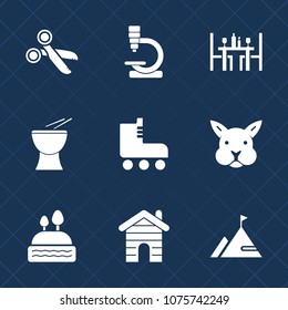Premium set with fill icons. Such as element, restaurant, science, black, medical, percussion, building, fun, bunny, sport, paper, dinner, white, research, sound, cake, real, cute, doughnut, sign, cut