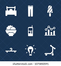 Premium set with fill icons. Such as clothes, popsicle, transport, telephone, scooter, white, vintage, chart, cold, cell, food, dessert, cloakroom, trend, bulb, agriculture, light, car, trousers, ice