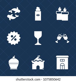 Premium set with fill icons. Such as product, luxury, wax, candlelight, glass, fresh, sweet, decoration, real, drink, dessert, white, architecture, red, beauty, house, fire, female, estate, perfume