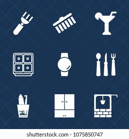 Premium set with fill icons. Such as time, dental, toothbrush, liquid, business, kitchen, finance, safe, bucket, stone, fork, martini, paint, element, old, gadget, dinner, money, cocktail, texture