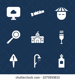 Premium set with fill icons. Such as danger, asian, chinese, red, exclamation, bathroom, harp, musical, trumpet, young, mark, hygiene, utensil, bottle, person, people, alcohol, pan, web, beverage