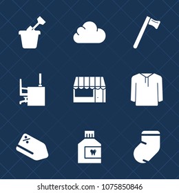 Premium set with fill icons. Such as warm, grocery, fashion, outdoor, market, table, food, discount, office, play, socks, mouth, mouthwash, web, sandbox, care, hammer, winter, fun, store, price, tag