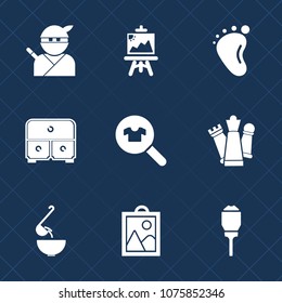Premium set with fill icons. Such as love, king, brush, painter, weapon, drawing, child, color, lantern, spoon, picture, piece, city, dinner, game, lamp, foot, japan, art, paint, baby, female, drawer