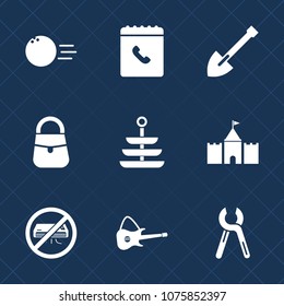 Premium set with fill icons. Such as hobby, air, fun, phone, bowling, ball, food, repair, female, screwdriver, dinner, music, bag, game, pin, shovel, reparation, musical, tower, restaurant, kitchen