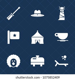 Premium set with fill icons. Such as screwdriver, screw, lighthouse, western, sunny, hardware, scary, work, beacon, sea, hat, water, national, flag, texas, america, vacation, character, cappuccino