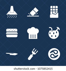 Premium set with fill icons. Such as dark, brown, office, drink, bar, food, dessert, cocktail, sweet, erase, chocolate, chief, summer, household, glass, school, rubber, cooking, equipment, white, sign