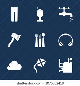 Premium set with fill icons. Such as desk, glass, clean, trousers, bar, modern, clothes, knife, kitchen, lime, faucet, metal, restaurant, spoon, technology, fashion, casual, tool, plumbing, table, tap