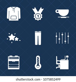 Premium set with fill icons. Such as victory, trousers, blue, pants, table, temperature, drink, thermometer, nature, cafe, business, dark, desk, medal, award, galaxy, competition, clothes, shirt, mug
