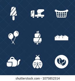 Premium set with fill icons. Such as fruit, concrete, object, fly, apple, lady, stick, pie, tea, frozen, snack, cake, summer, work, construction, popsicle, healthy, butterfly, japanese, dessert, cold