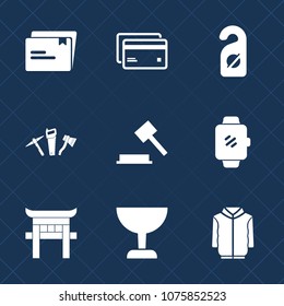 Premium set with fill icons. Such as search, clothing, shrine, file, privacy, credit, buy, service, business, debit, sign, payment, money, wrench, plastic, banking, judge, technology, web, quiet, card