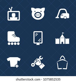 Premium set with fill icons. Such as tower, home, industry, agriculture, , sign, housework, sale, animal, livestock, floor, hog, piggy, sport, clothing, tv, builder, domestic, road, bag, farming, pig