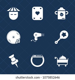 Premium set with fill icons. Such as game, poker, album, child, plastic, rattle, japanese, map, hairdryer, childhood, black, sound, nutrition, toy, chinese, pin, young, healthy, casino, female, white