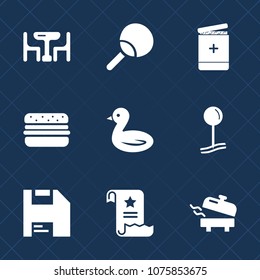 Premium set with fill icons. Such as nature, diskette, water, ball, time, game, equipment, heater, sky, food, table, sport, health, man, ping, wildlife, pin, map, medical, kitchen, leisure, hospital