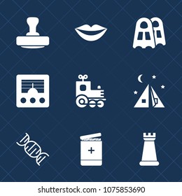 Premium set with fill icons. Such as signal, female, radio, piece, medical, mouth, train, lips, king, adventure, tent, locomotive, certificate, water, technology, toy, sign, strategy, sport, equipment