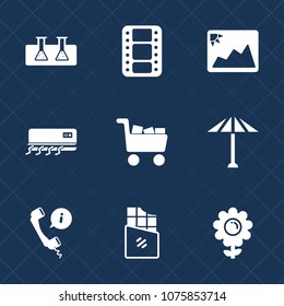 Premium set with fill icons. Such as research, spring, chemistry, umbrella, culture, chocolate, japanese, frame, center, conditioning, white, dessert, science, photo, paper, headset, image, video, bar